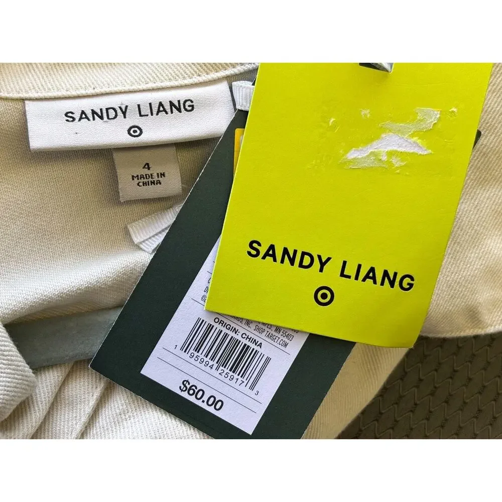 Sandy Liang Jumpsuit Womens Sz 4 White Denim One Piece Coveralls Utility Target
